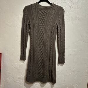 Cable knit Sweater Dress Size Small Olive Army Green Mini Micro